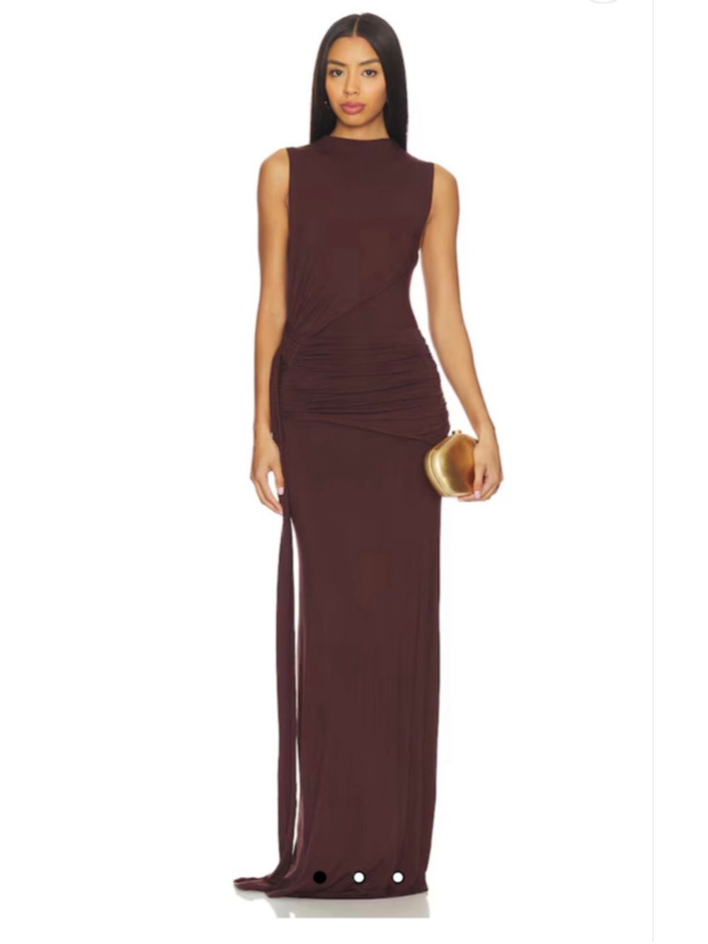 Revolve More to Come Brown Maxi Dress with Side Drape